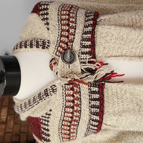 Free People cardigan wool angora blend single button closure Boho  tan brown - Picture 2 of 16